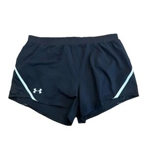 Under Armour Women's Loose Fit Black Running Shorts Sz Large‎ Heat Gear Briefs